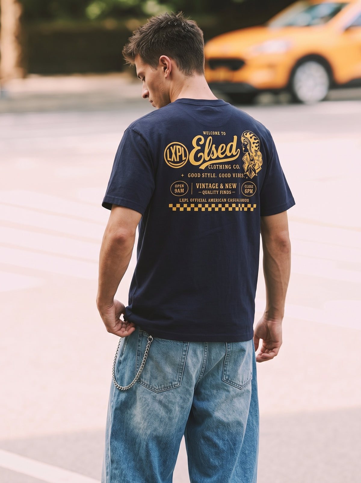 LXPL TEE LW ネイビー 着用イメージ バック