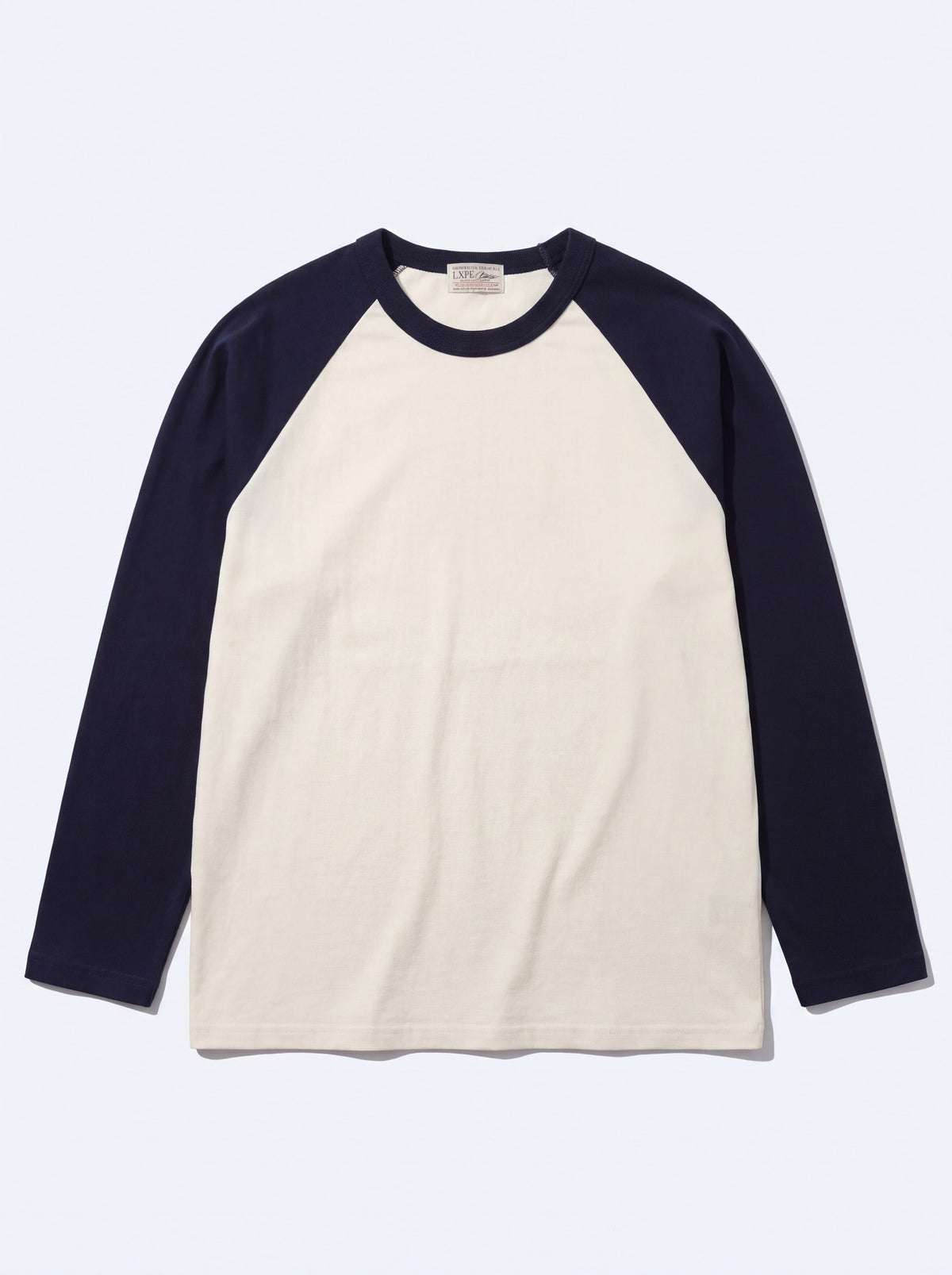 LXPL TEE NF ネイビー×生成り ラグランロンT 平置き正面