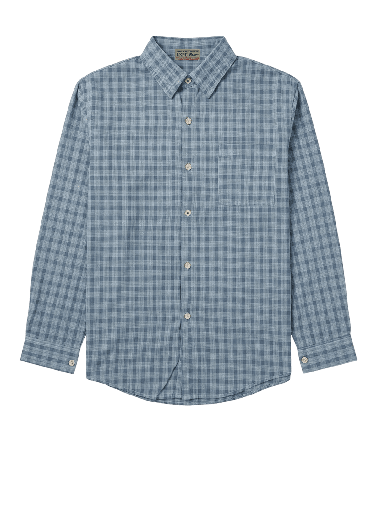 LXPL TEE FS ブルーチェック 長袖シャツ 平置き