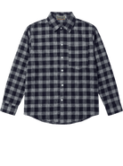 LXPL TEE LS ネイビーチェック 長袖シャツ 平置き
