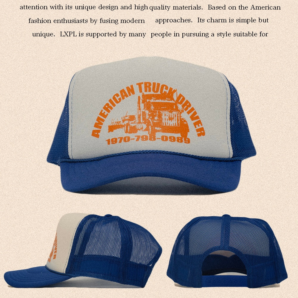 LXPL トラッカーキャップ ホワイトブルー ヴィンテージ風 ワッペン アメカジ MAGGIO ワッペンメッシュキャップ MESH CAP Western 帽子