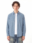 LXPL TEE FS ブルーチェック 長袖シャツ 着用イメージ