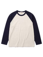 LXPL TEE NF ネイビー×生成り ラグランロンT 平置き正面