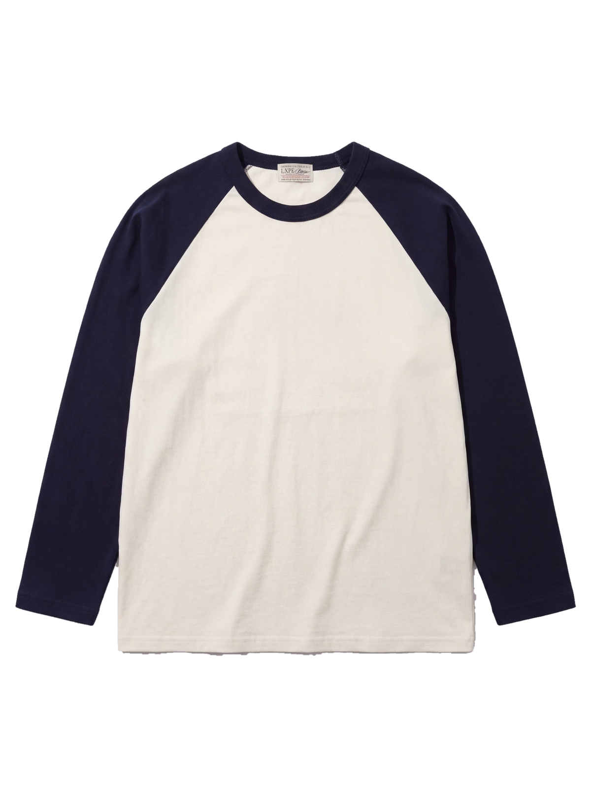 LXPL TEE NF ネイビー×生成り ラグランロンT 平置き正面