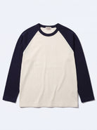 LXPL TEE NF ネイビー×生成り ラグランロンT 平置き正面