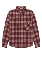 LXPL TEE TX バーガンディ チェックネルシャツ 平置き（背景透過）
